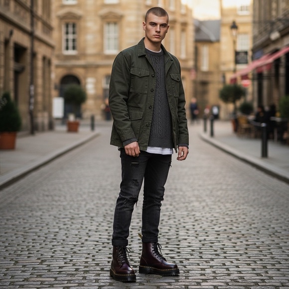 Dr. Martens Jadon Burgundy Platform Combat Boots Unisex Mens 8 Women 9 Brand New - Picture 7 of 7